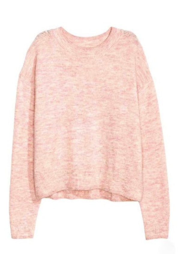 H&M DIVIDED Women's heathered pink crewneck knit sweater, S
