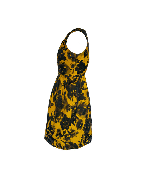 SHOSHANNA mustard floral print silk taffeta cocktail dress, 2