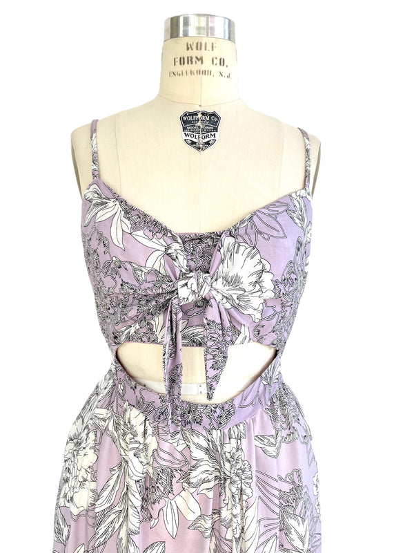 DEX Women's lavender & white floral sundress with cut out waist, XL