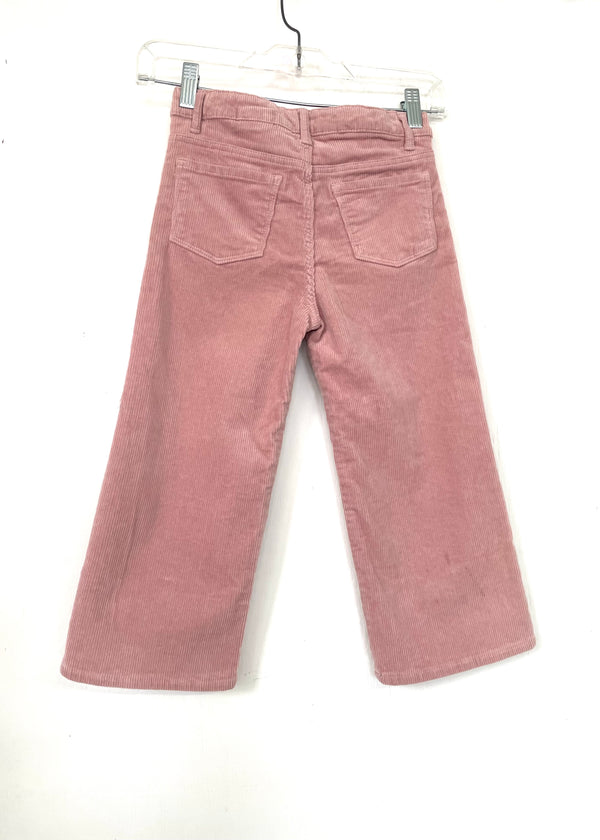 H&M GIRLS blush pink corduroy wide leg crop pant / gaucho pant, 6/7