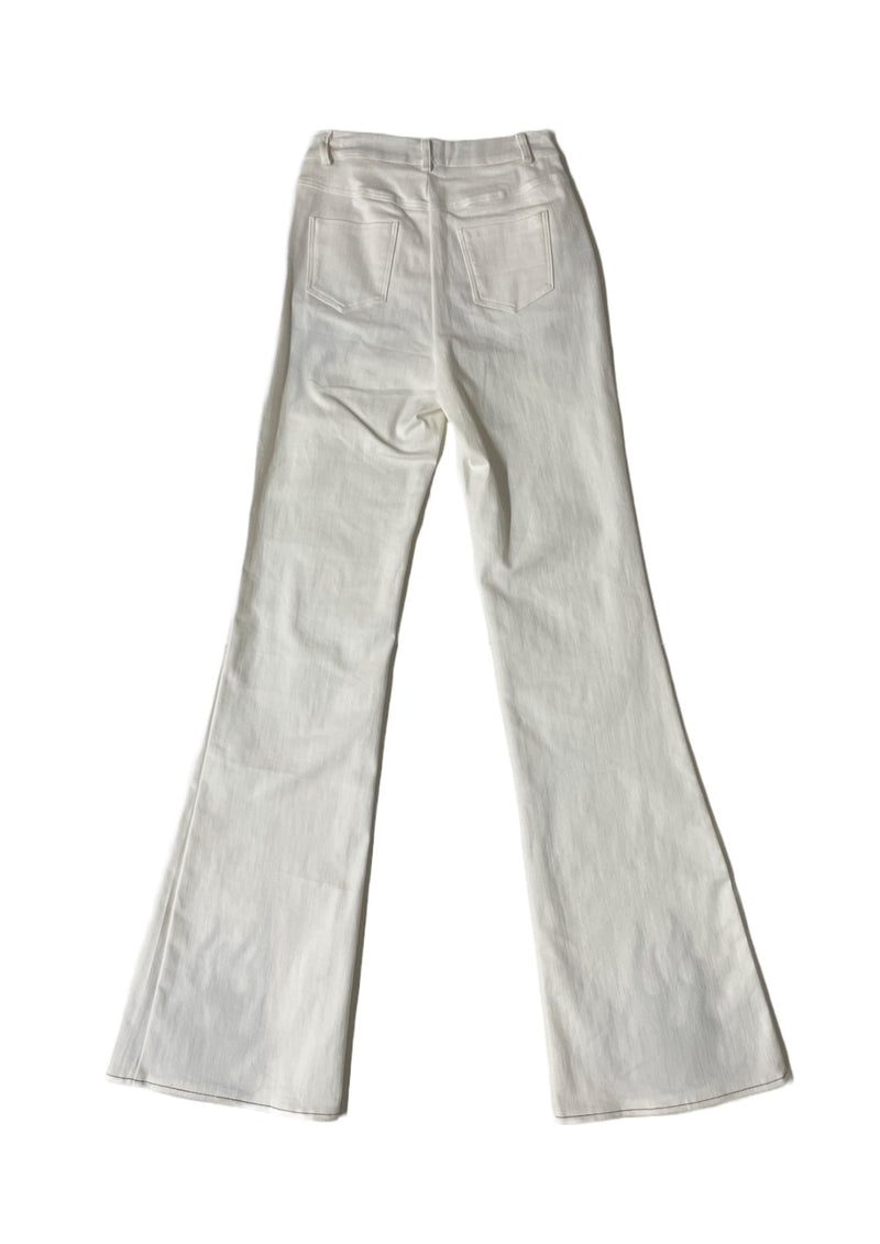I AM GIA Women's white w/ black flame "Quinni 2.0" highrise flare jeans, S