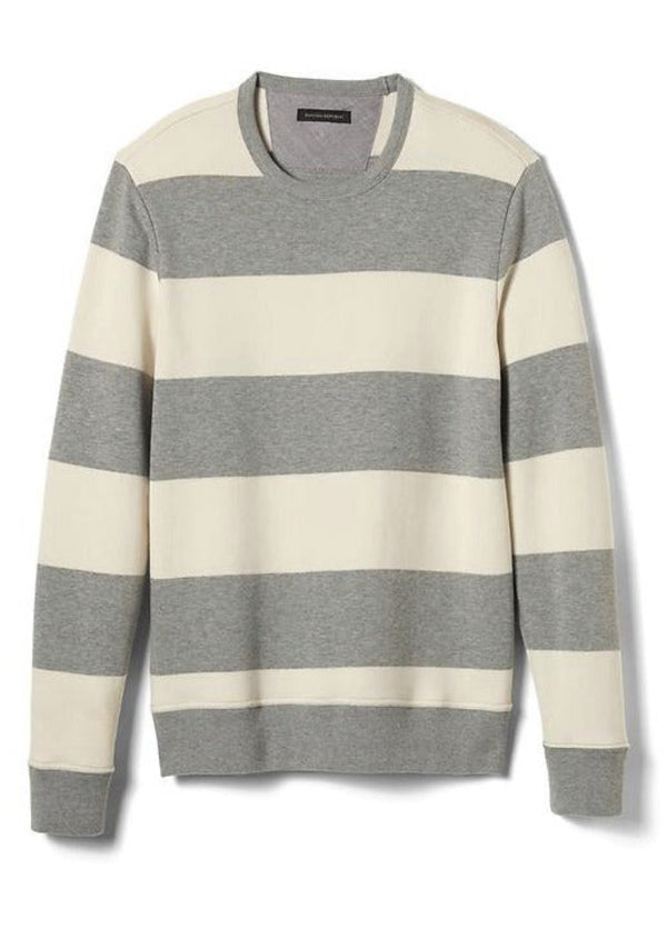 BANANA REPUBLIC Mens cream & grey striped sweatshirt, L