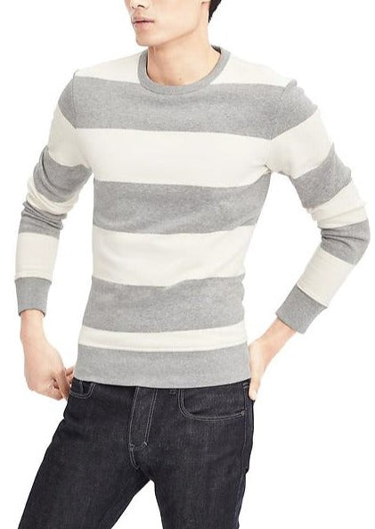 BANANA REPUBLIC Mens cream & grey striped sweatshirt, L
