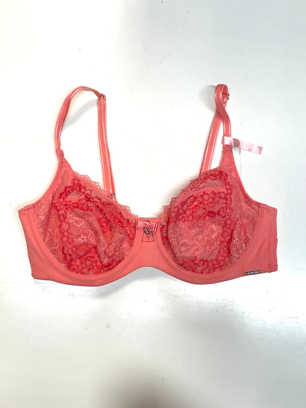 LA VIE EN ROSE Women's coral lace mesh underwire bra w/ cutout, 34 C