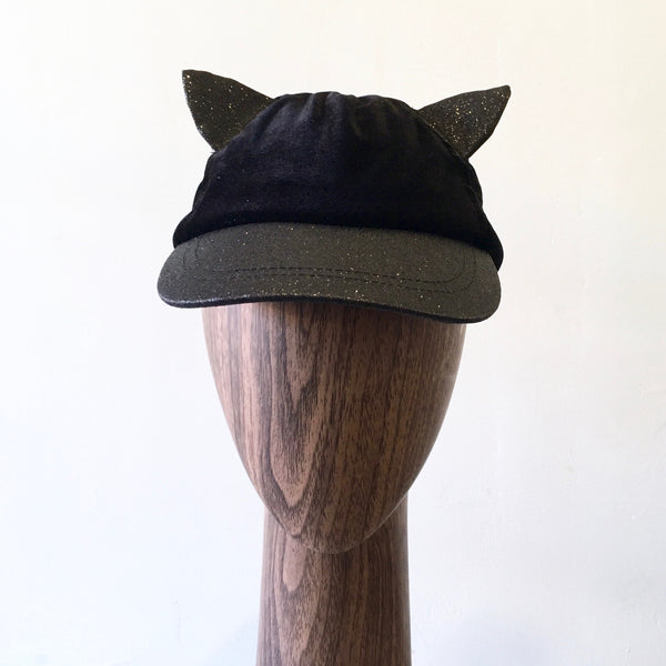 CHILDREN'S PLACE black velvet cap w/ sparkly cat ears & peak