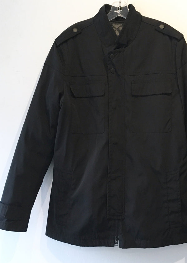 TIGER OF SWEDEN Mens black nylon jacket with epaulettes, L