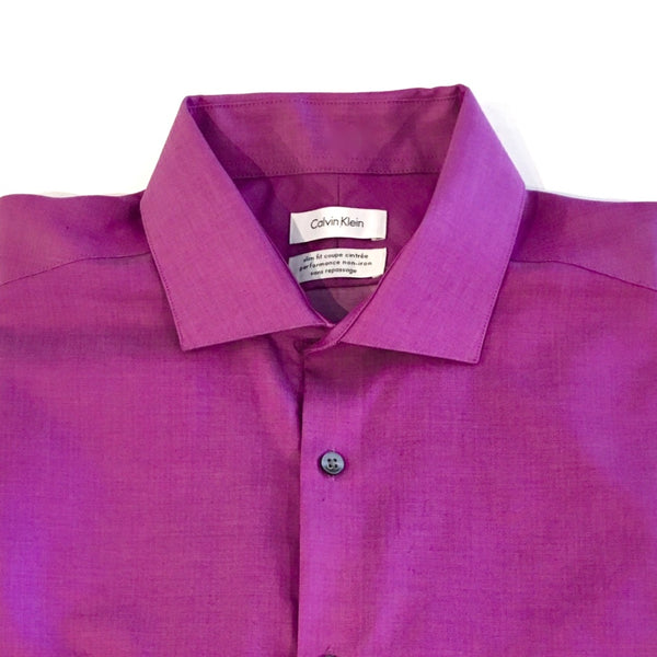 CALVIN KLEIN Men's dark pink iridescence dress shirt, 16 / 34-35