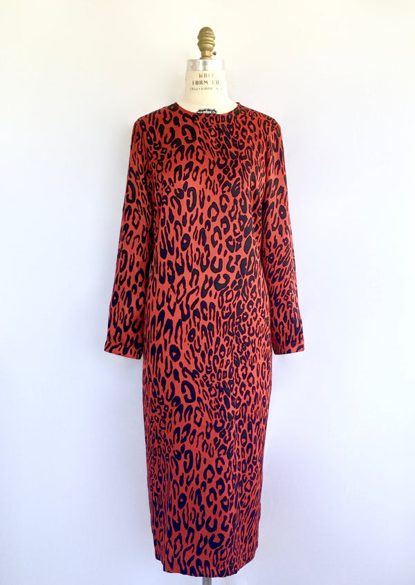 ZARA Women's dress red leopard long sleeve midi dress, M