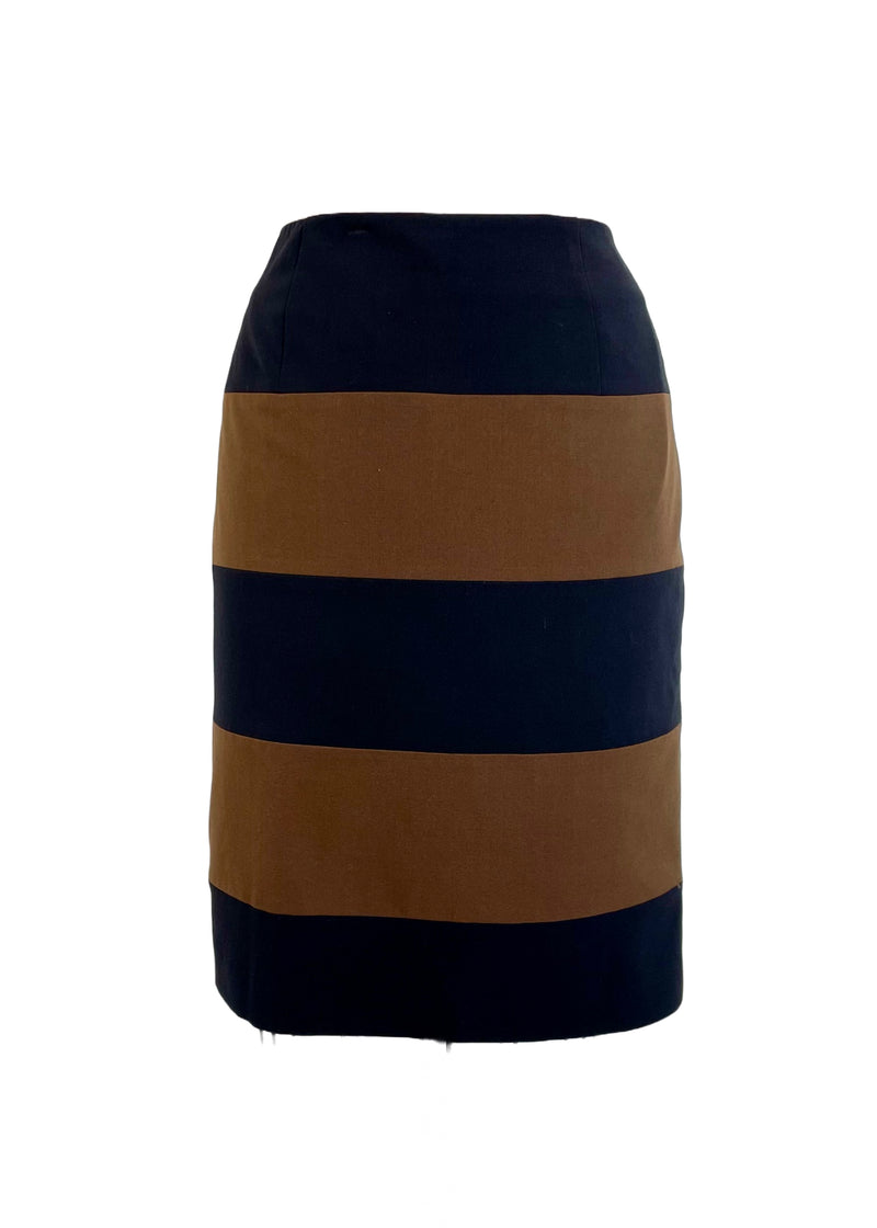 9 West Women's olive brown & black colour block pencil skirt with zipper, 4