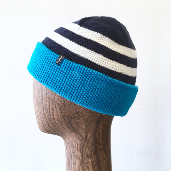O'NEILL blue and navy stripe knit beanie