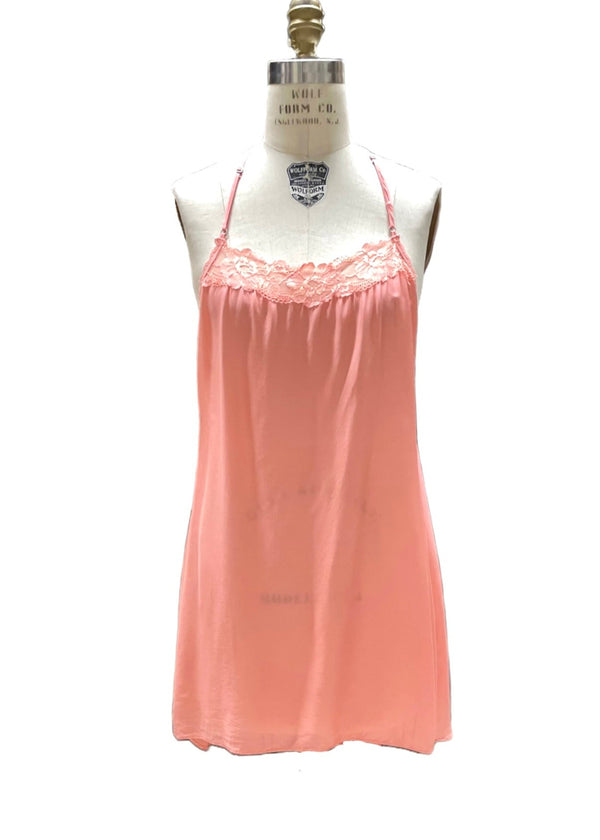VICTORIA'S SECRET Women's peach silk blend negligee w/ lace trim, M