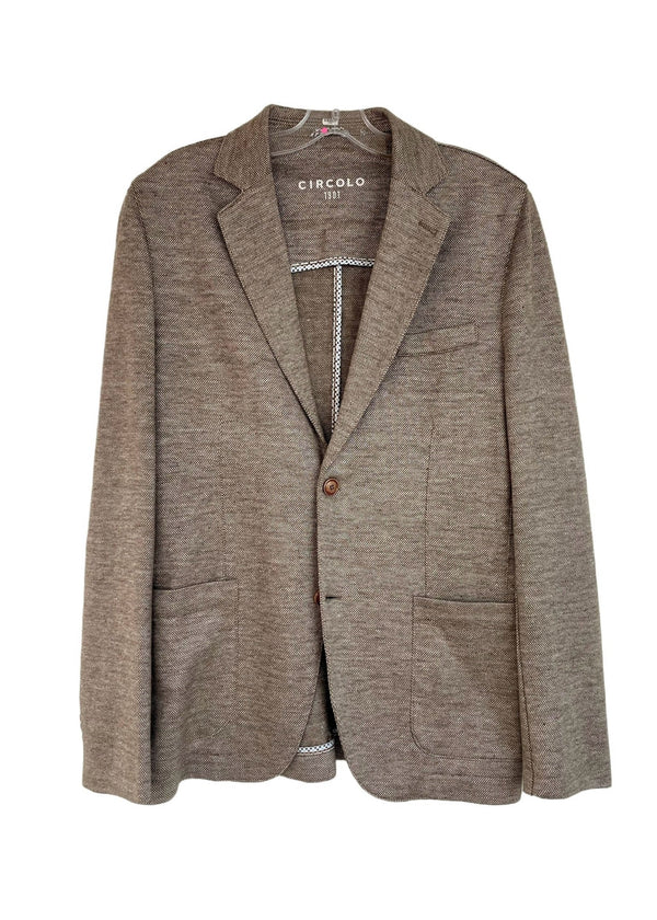 CIRCOLO Mens tan linen/cotton tweed unstructured SB blazer, 40