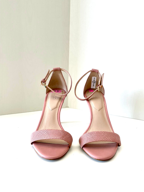 ALDO Women's blush textured minimal strap 3.5" heel sandals, 7.5