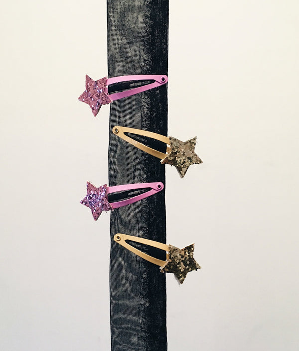 JOE FRESH pink and gold pins with glitter stars (4)
