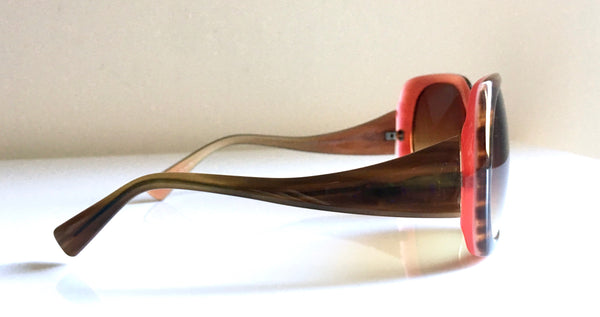 BLINDE 2000's retro style square brown frame sunglasses w/ coral interior