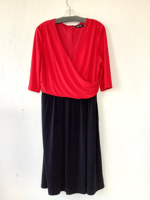 ELLEN TRACY women’s red/black jersey dress, 16