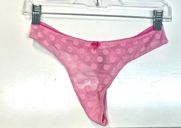 BETSEY JOHNSON Women's pink mesh polka thong, S