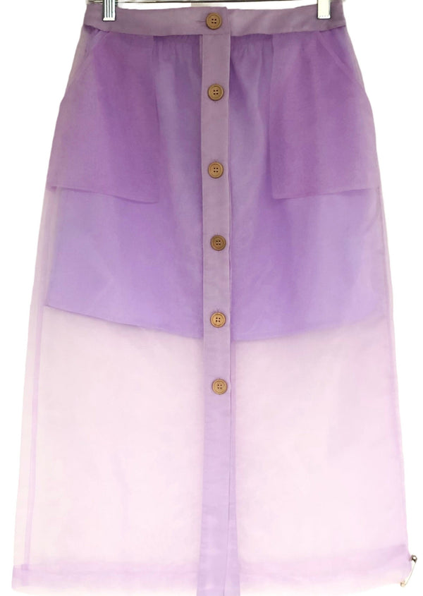 URBAN OUTFITTERS Women’s lavender sheer button midi skirt 1/2 lined w/ pockets, M