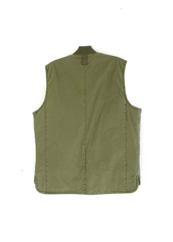 ZARA Mens olive military style lightly padded vest, M