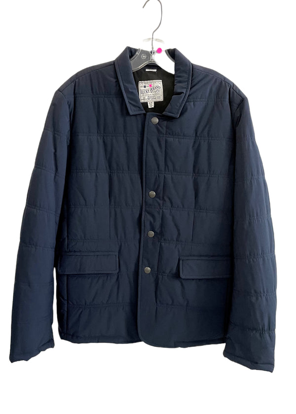LUCKY BRAND Mens navy padded snap front jacket, M