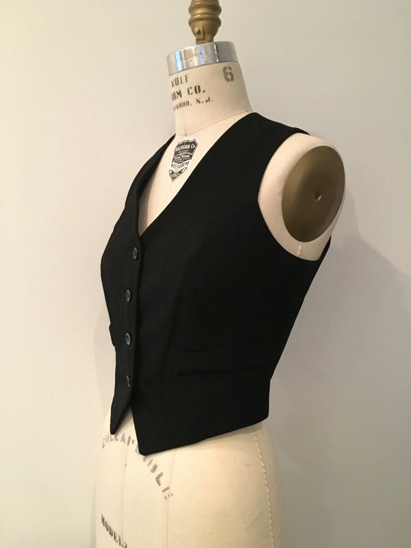 VINTAGE 1960’s Women's black wool fitted suit vest, S