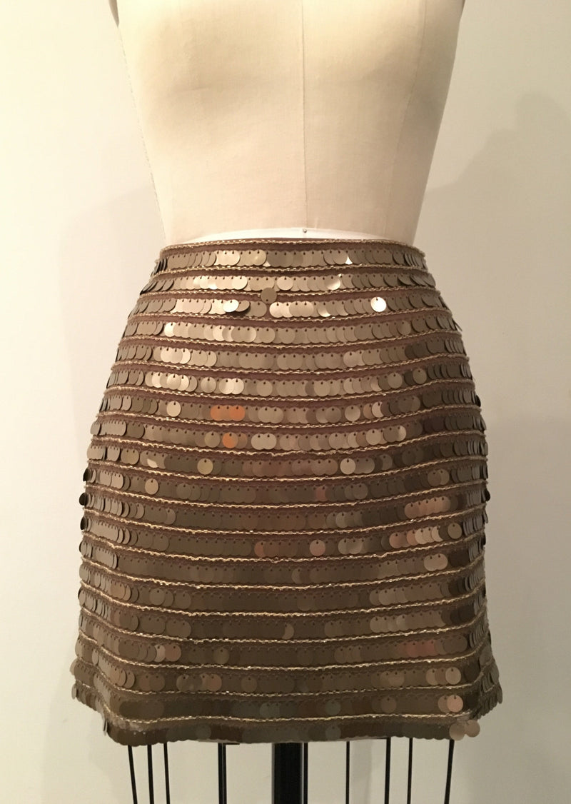 BCBG Women's bronze sequin mini skirt, S