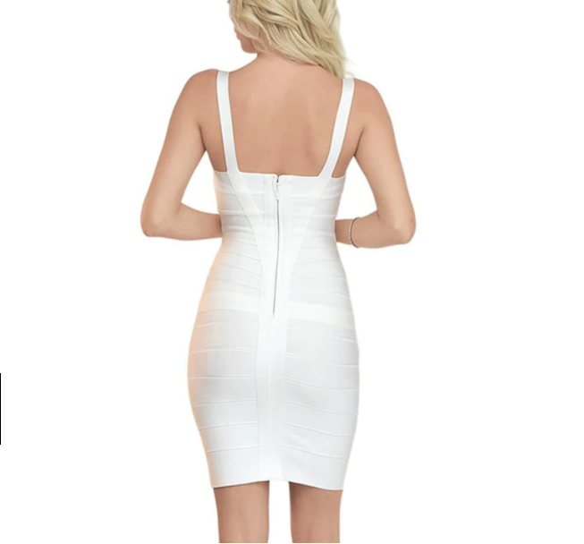 BNB HEAVEN Women's white body con bandage "Selina" dress, M