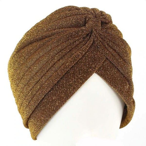 VINTAGE TASHA women’s gold lame knit turban, NS