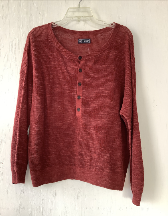 GAP women’s rust linen henley pullover sweater, XL