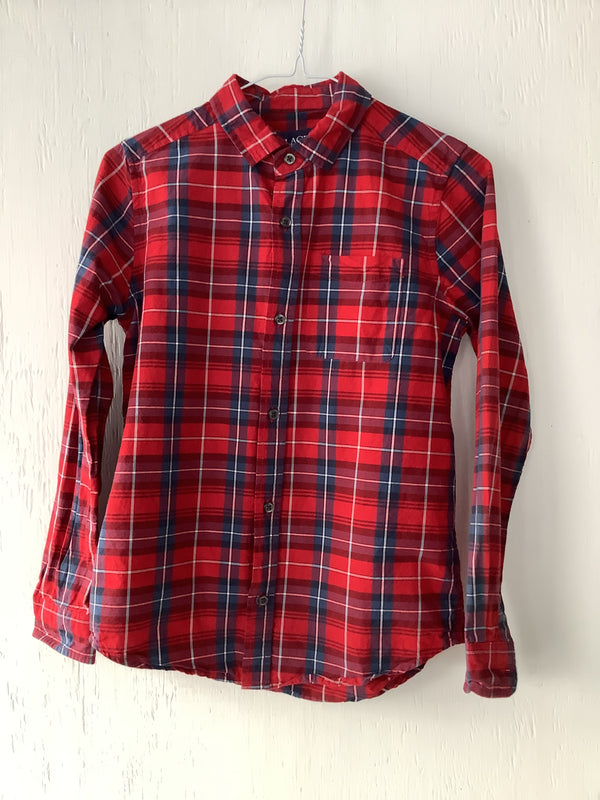 CHILDRENS PLACE Boy's red plaid broadcloth long sleeve shirt, L / 10-12
