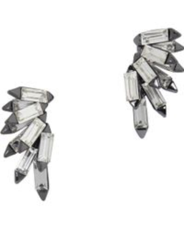 ALDO gun metal & clear baguette crystal fan earrings