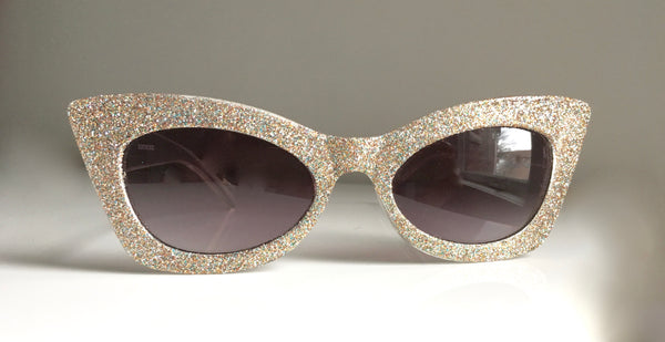 BLINDING DAZE silver sparkle cat eye sunglasses