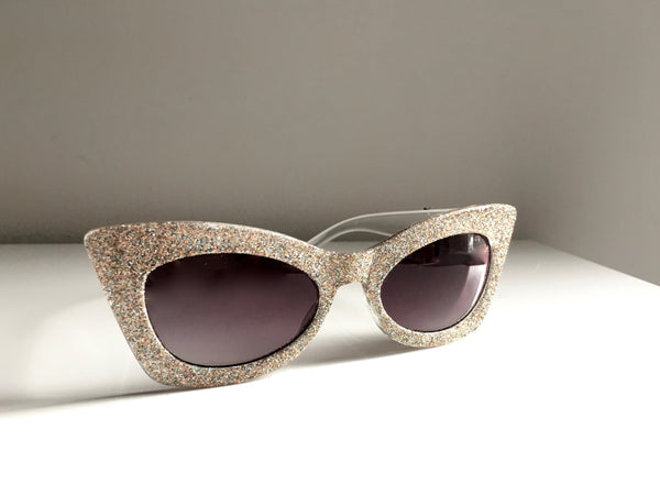 BLINDING DAZE silver sparkle cat eye sunglasses