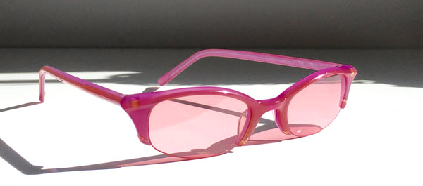 BEBE Y2K narrow pink cateye sunglasses w/ rose lenses