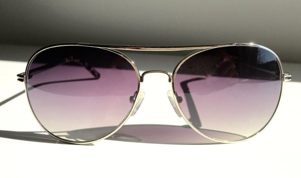 SUNGLASSES Silver aviators with grey ombre lenses