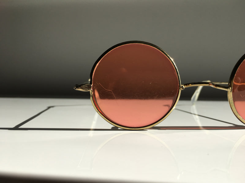 VINTAGE '60's goldtone round frame peach lens sunglasses