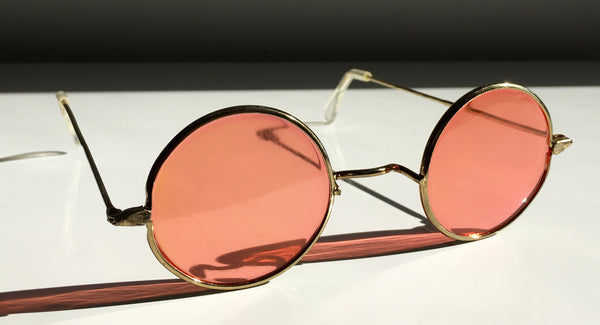 VINTAGE '60's goldtone round frame peach lens sunglasses
