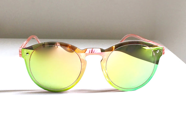 FOREVER 21 round mirrored sunglasses with clear pink frame