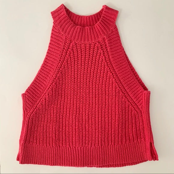 WILFRED women's red knit “MINETTE” crop tank, S