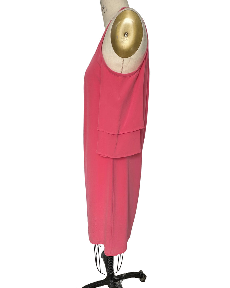 NEW ECRU Women's pink cutout shoulder shift dress, XS