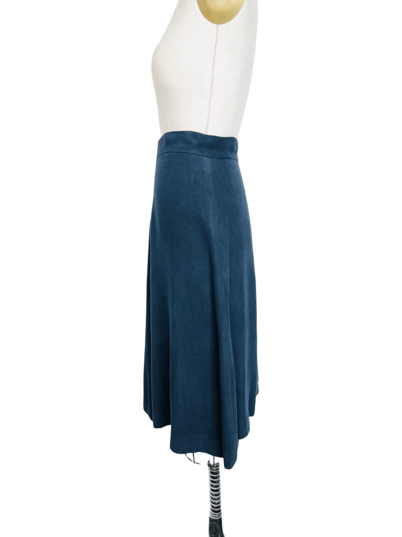 VINTAGE Women's royal blue brushed twill circle skirt, 31.5" / L