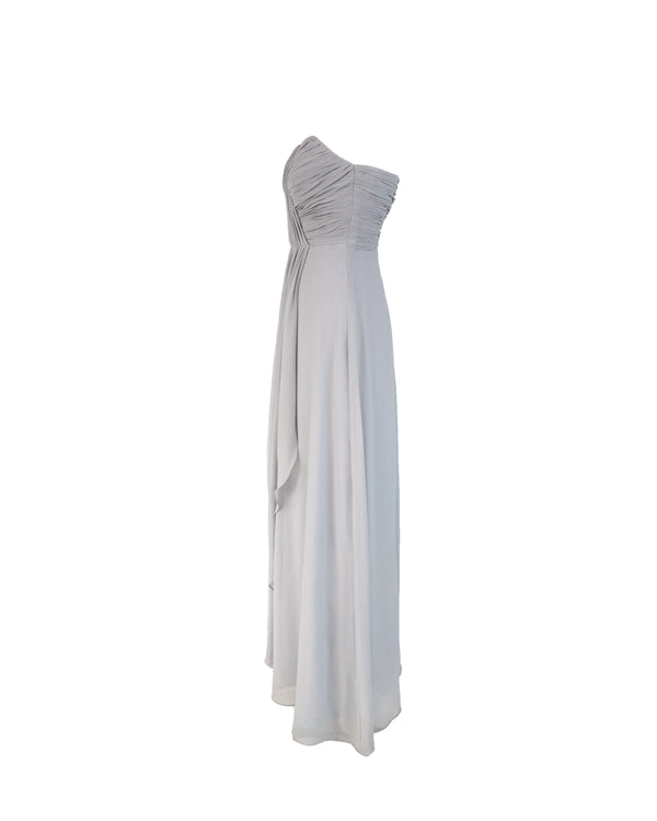 PASTEL DRESS PARTY dove grey chiffon gown, 4