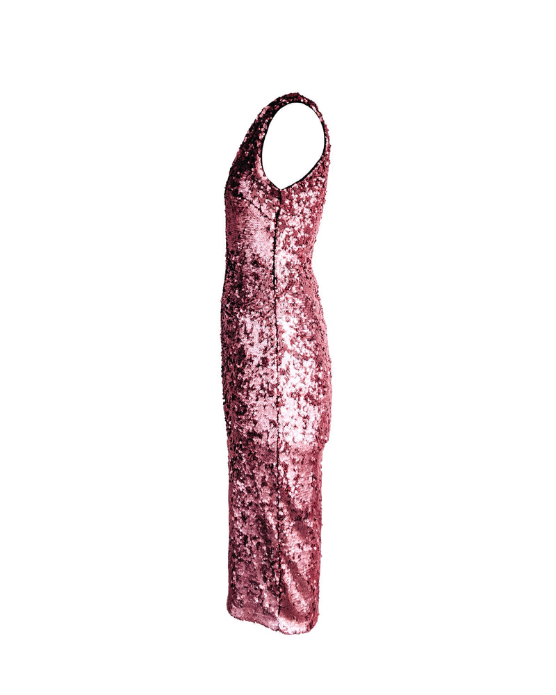H&M Women’s pink sequin fitted v-neck cocktail dress, 4