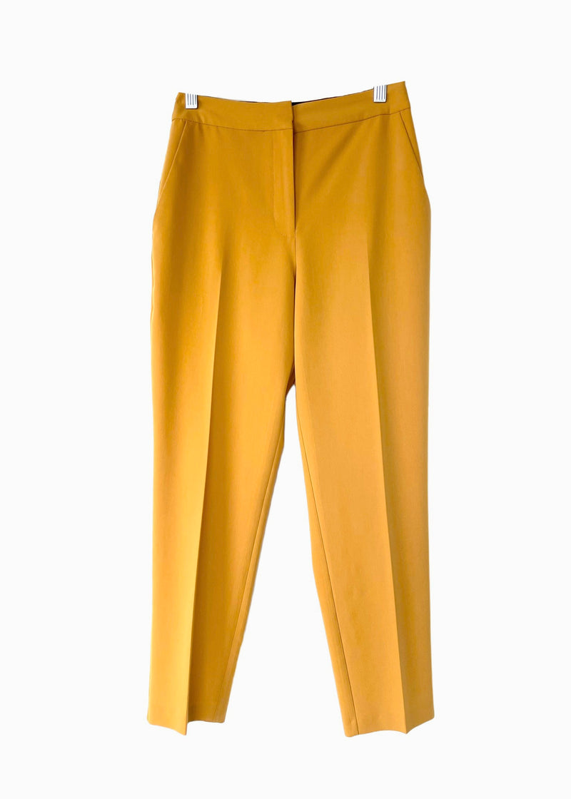 TOPSHOP Women's mustard slightly tapered straight leg dress pants, 4