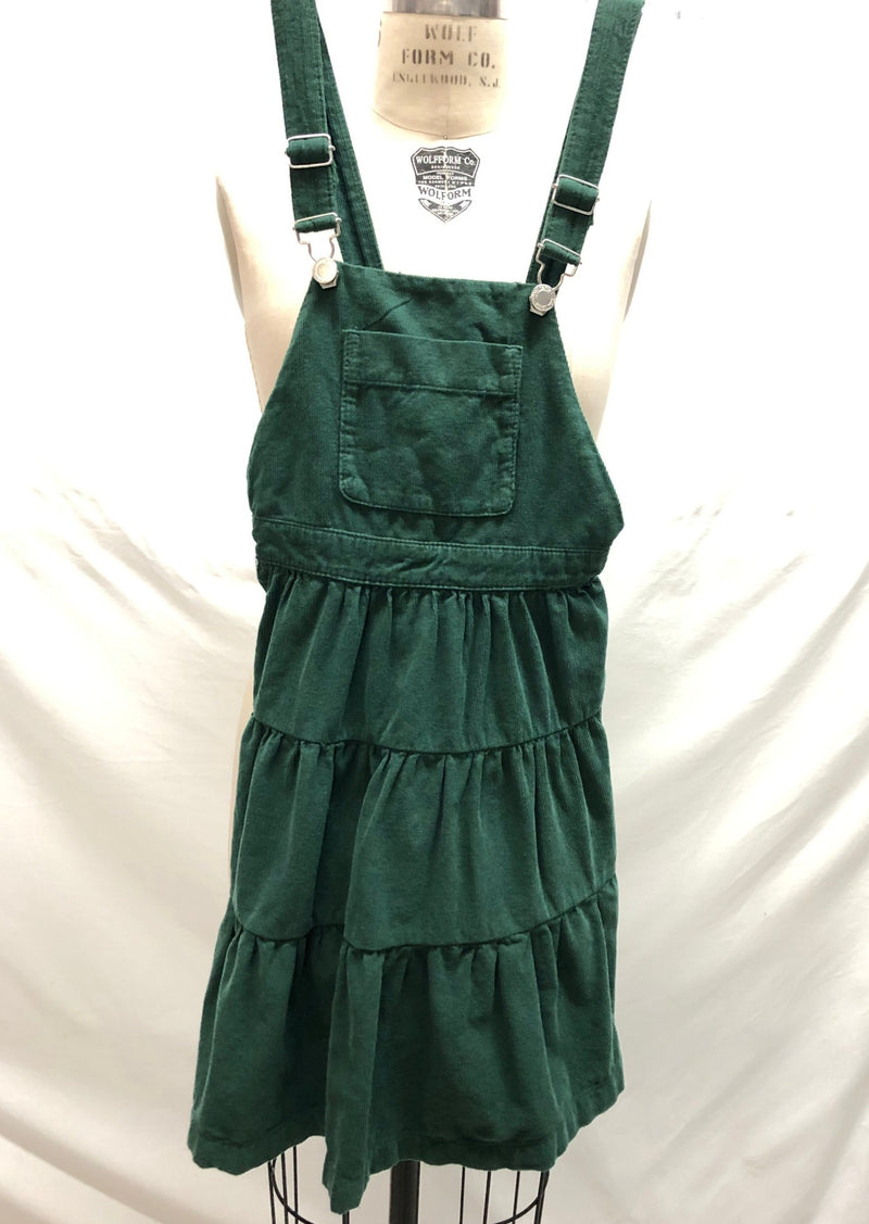 ZARA Girls emerald corduroy pinafore dress w/ centre patch pocket, 9