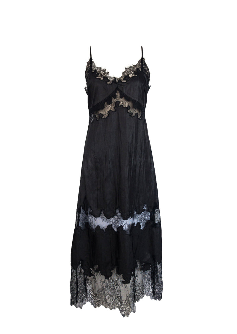 ROBERT RODRIGUEZ black lace panelled midi slip dress, 6