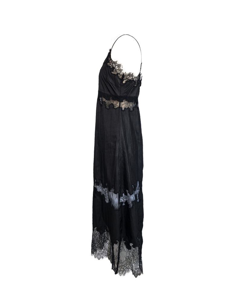 ROBERT RODRIGUEZ black lace panelled midi slip dress, 6