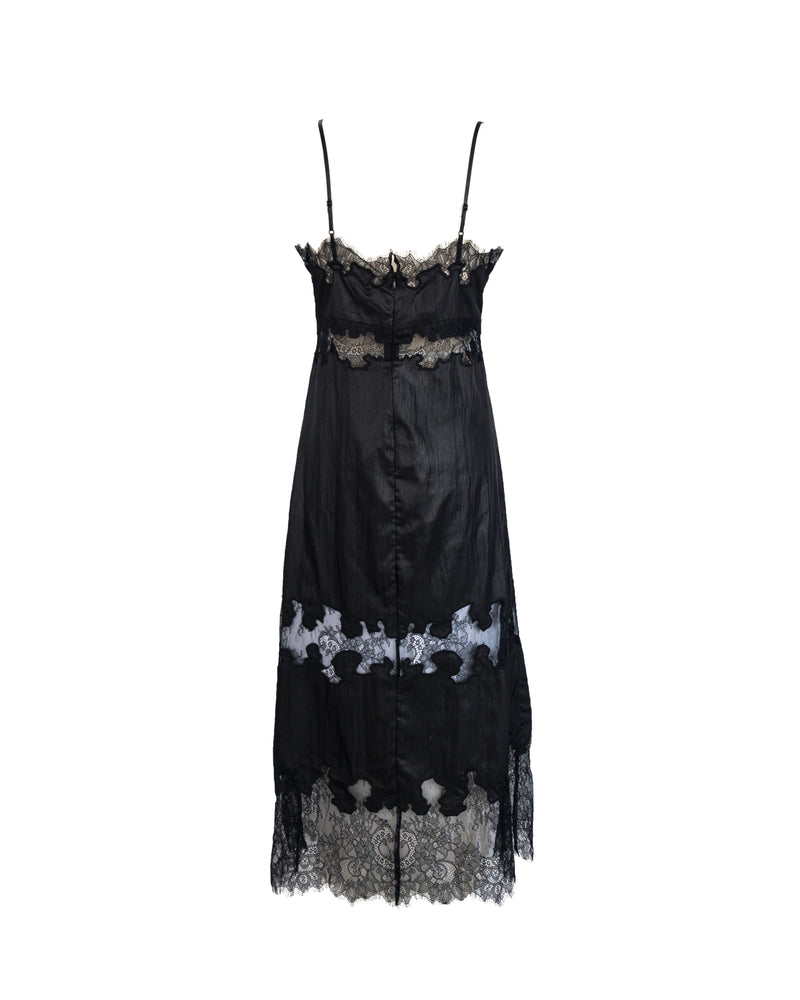 ROBERT RODRIGUEZ black lace panelled midi slip dress, 6