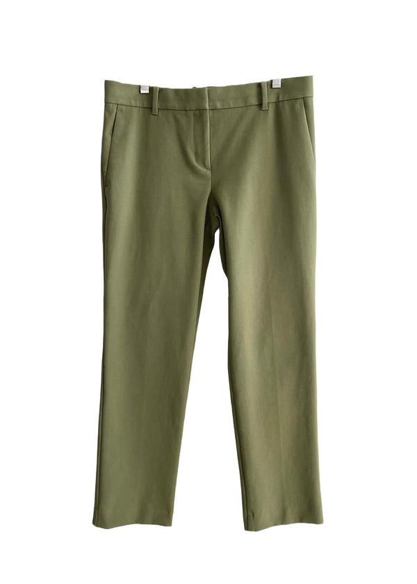 ANNE TAYLOR Women's olive stretch cotton straight leg ankle pants, 4