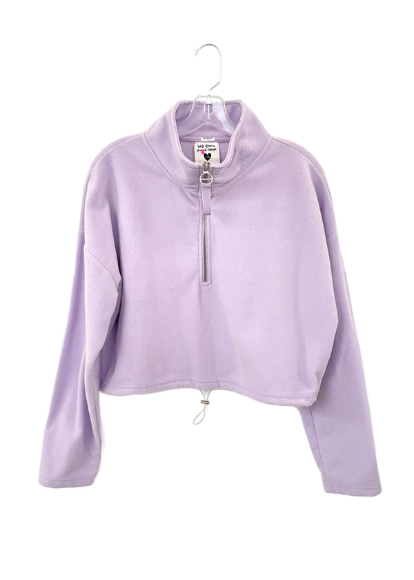 WE CARE Girls lilac polar fleece cropped pullover w/ zip front mock neck, L